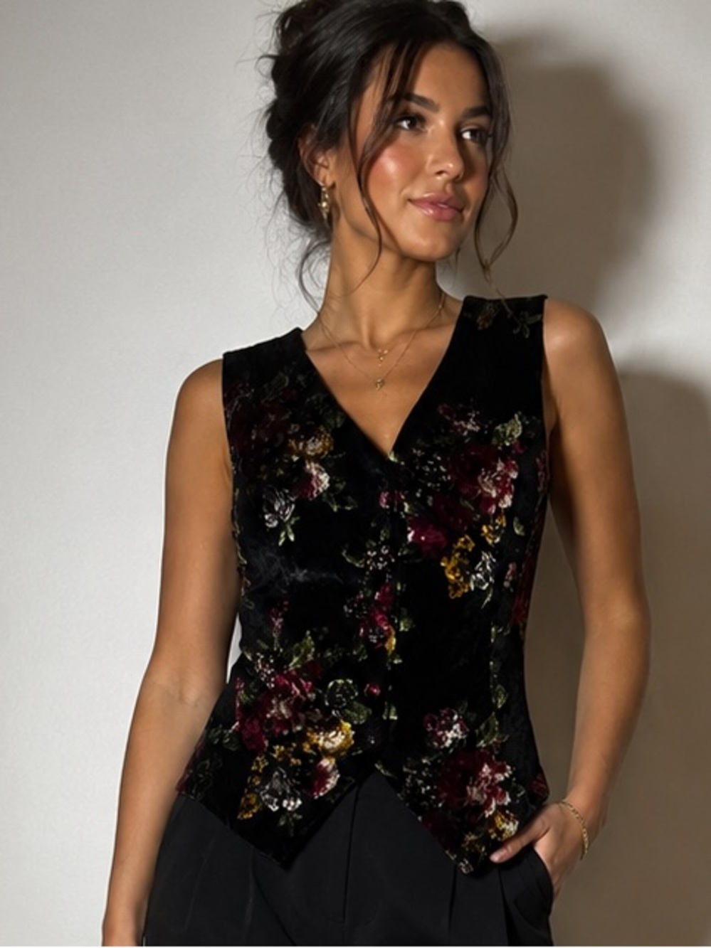 Velvet Floral Vest